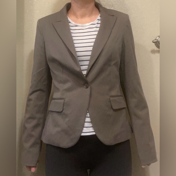 Express Editor Taupe Long Sleeve One-Button Blazer Suit Jacket Women’s Size 8 - Picture 7 of 13